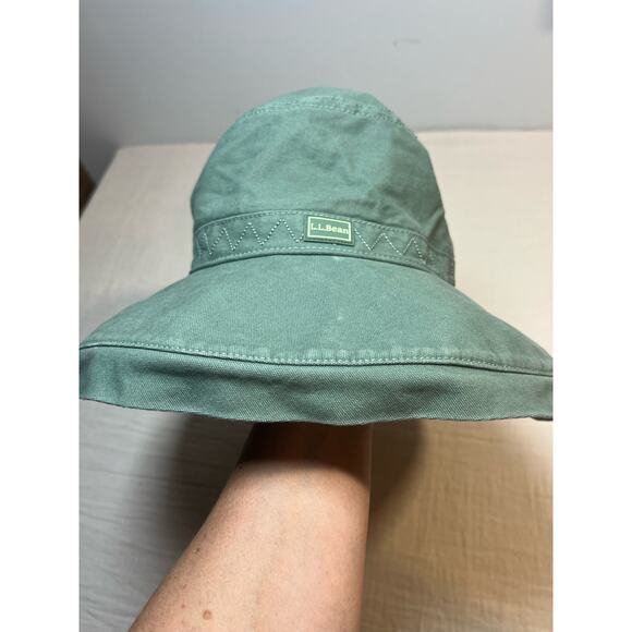 L.L. Bean Wide Brim Bucket Hat Green Summer Hat Size Small - Picture 4 of 7
